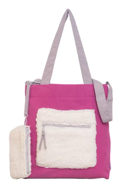 Mimish Kids' Colorblock Corduroy & Faux Shearling Tote