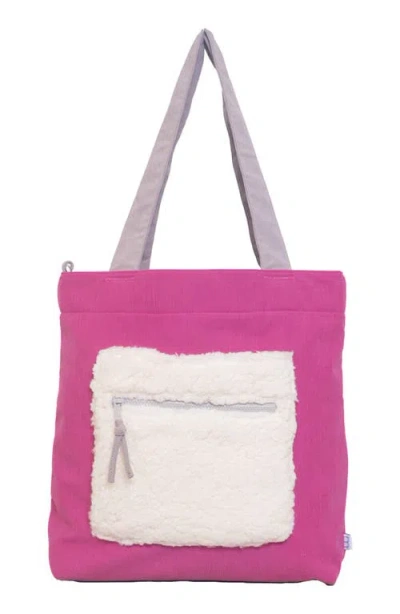 Mimish Kids' Colorblock Corduroy & Faux Shearling Tote
