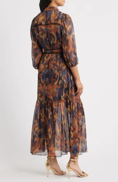 Julia Jordan Metalllic Abstract Print Maxi Dress In Multi