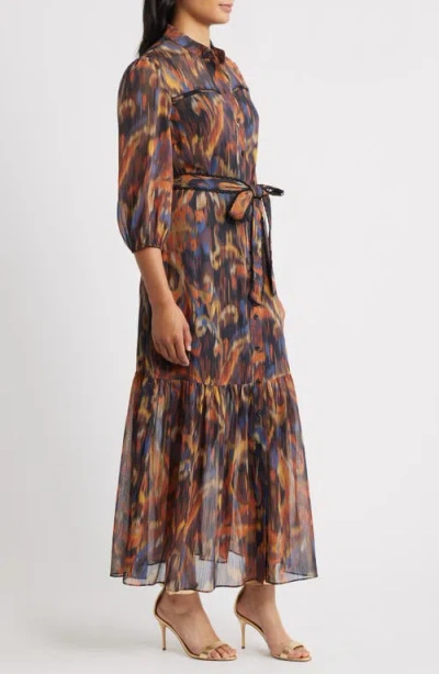 Julia Jordan Metalllic Abstract Print Maxi Dress In Multi