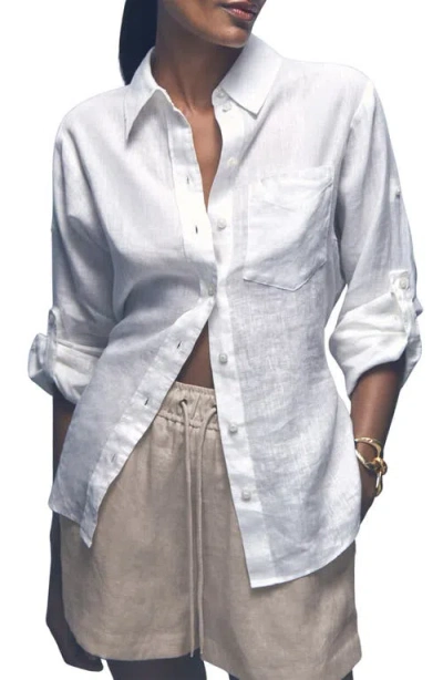 Reiss Willow Linen Blend Drawstring Pants In Neutral