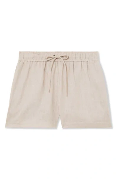 Reiss Willow Linen Blend Drawstring Pants In Neutral