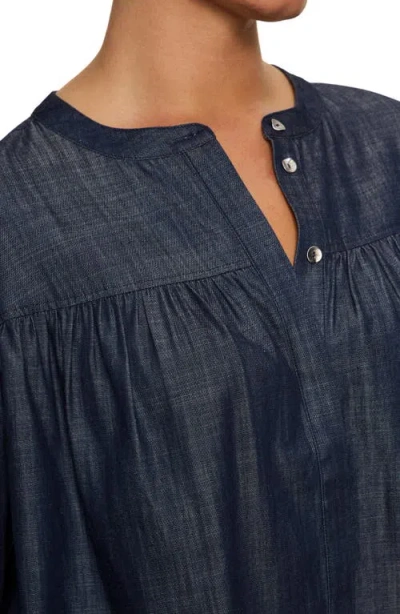 Sanctuary Personal Best Shirred Button-up Shirt In Blue