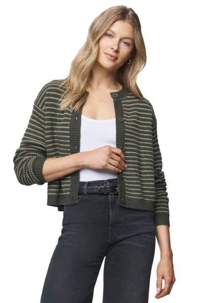 Splendid Amber Stripe Crop Cardigan In Green