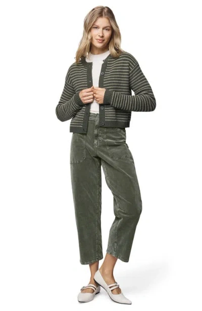 Splendid Amber Stripe Crop Cardigan In Green