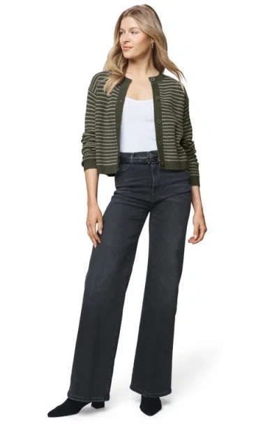 Splendid Amber Stripe Crop Cardigan In Green