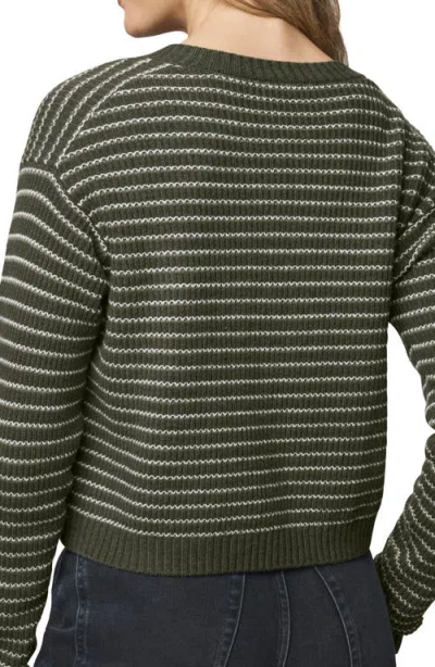 Splendid Amber Stripe Crop Cardigan In Green