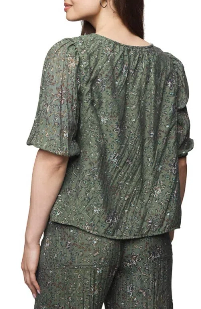 Splendid Versailles Floral Puff Sleeve Top In Green