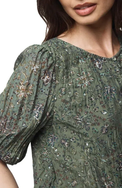 Splendid Versailles Floral Puff Sleeve Top In Green