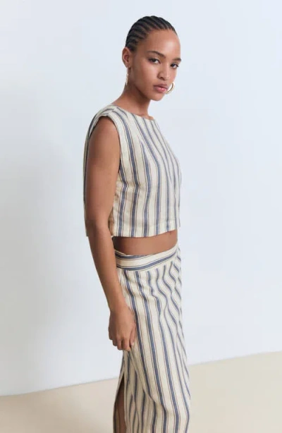 Mango Women's Striped Linen Skirt In Brown