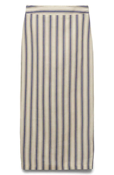 Mango Women's Striped Linen Skirt In Brown