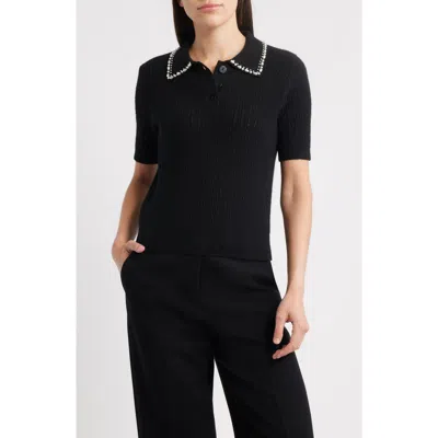 Elie Tahari The Stevie Short-sleeve Cashmere Polo Shirt In Black