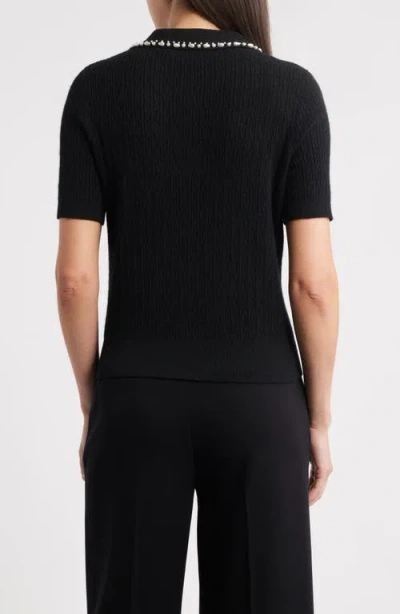 Elie Tahari The Stevie Short-sleeve Cashmere Polo Shirt In Black