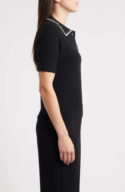 Elie Tahari The Stevie Short-sleeve Cashmere Polo Shirt In Black