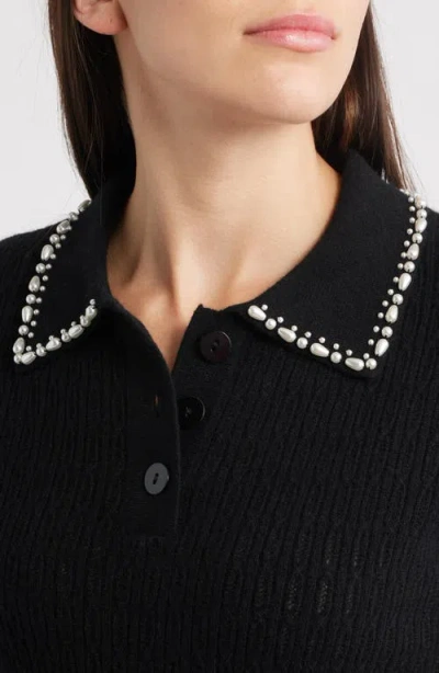 Elie Tahari The Stevie Short-sleeve Cashmere Polo Shirt In Black