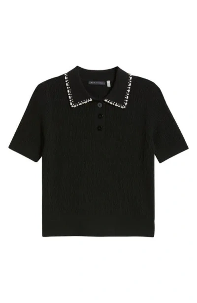 Elie Tahari The Stevie Short-sleeve Cashmere Polo Shirt In Black