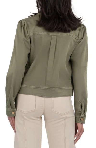 Kut From The Kloth Jocelyn Denim Trucker Jacket In Sage In Green