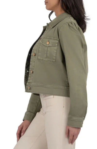 Kut From The Kloth Jocelyn Denim Trucker Jacket In Sage In Green