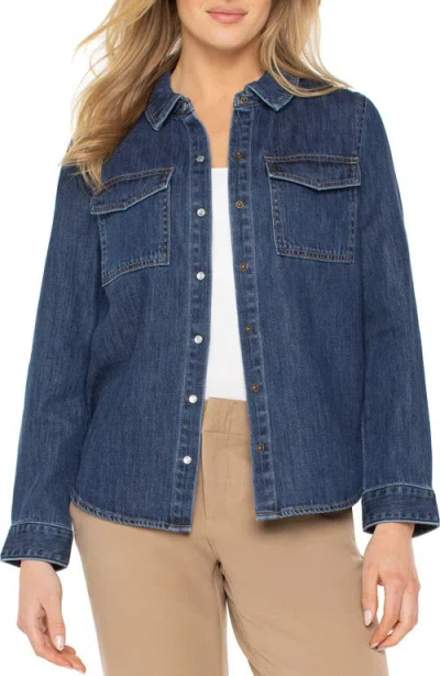 Liverpool Los Angeles Women's Denim Button-down Shirt In Blue