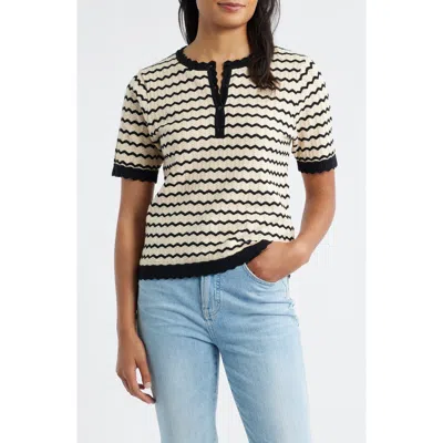 Wit & Wisdom Stripe Knit Top In Neutral