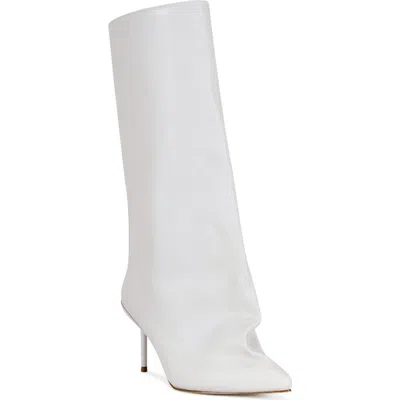 Azalea Wang Couture Crazy Pointy Toe Knee High Boot In White