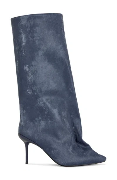 Azalea Wang Couture Crazy Pointy Toe Knee High Boot In Blue