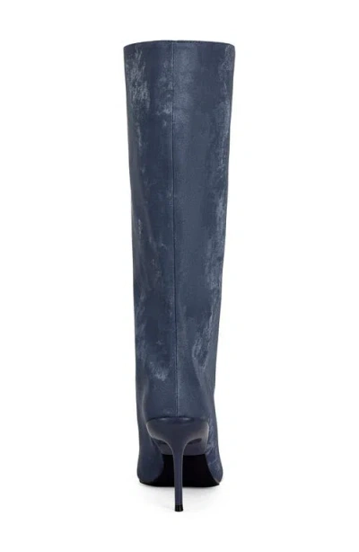 Azalea Wang Couture Crazy Pointy Toe Knee High Boot In Blue
