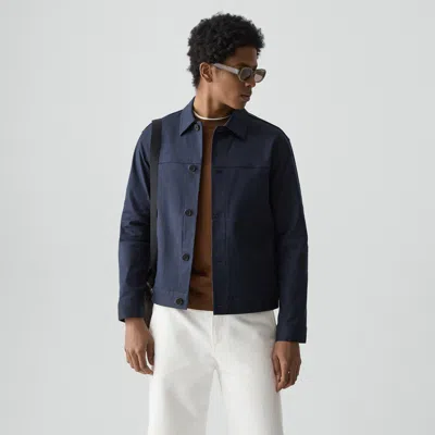 Theory Button Jacket In Twill Stretch In Blue