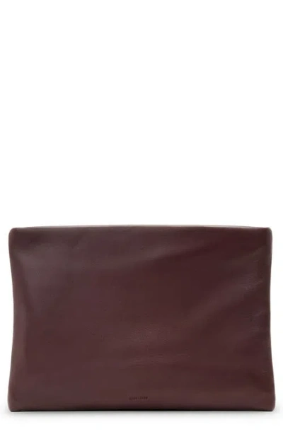Allsaints Bettina Sheepskin Leather Clutch In Burgundy