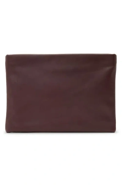 Allsaints Bettina Sheepskin Leather Clutch In Burgundy