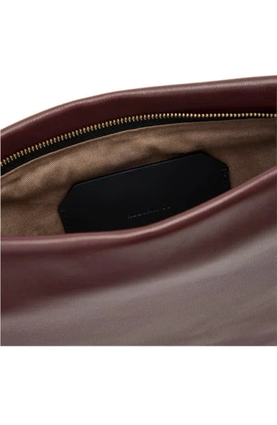 Allsaints Bettina Sheepskin Leather Clutch In Burgundy