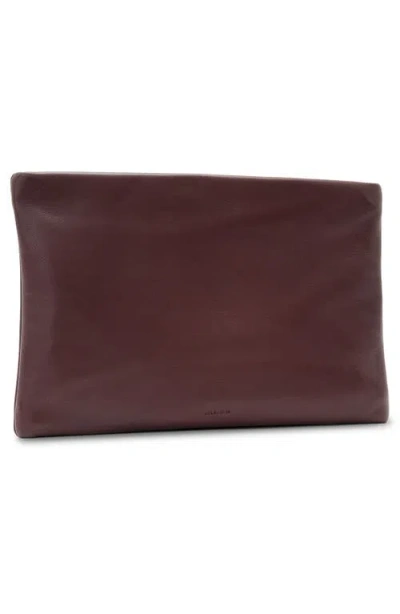 Allsaints Bettina Sheepskin Leather Clutch In Burgundy