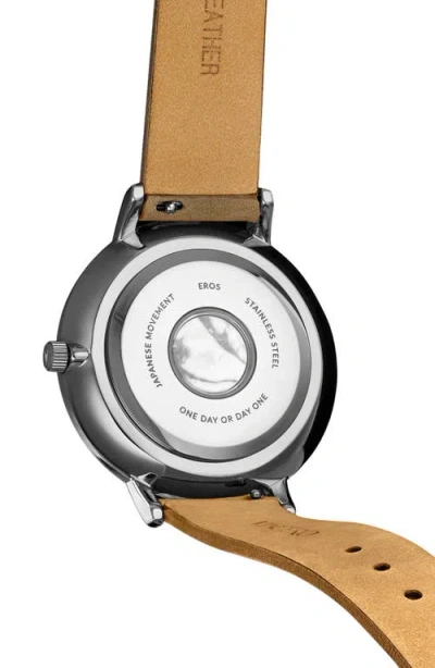 Vincero Eros Leather Strap Watch, 33mm In Silver