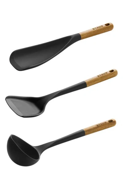 Staub Silicone With Wood Handle Cooking Utensil Sets In Black