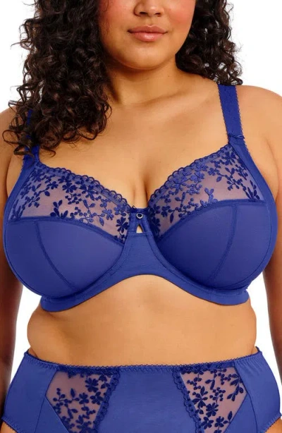 Elomi Women's Zarla Banded Underwire Stretch Lace Bra El302505 In Blue