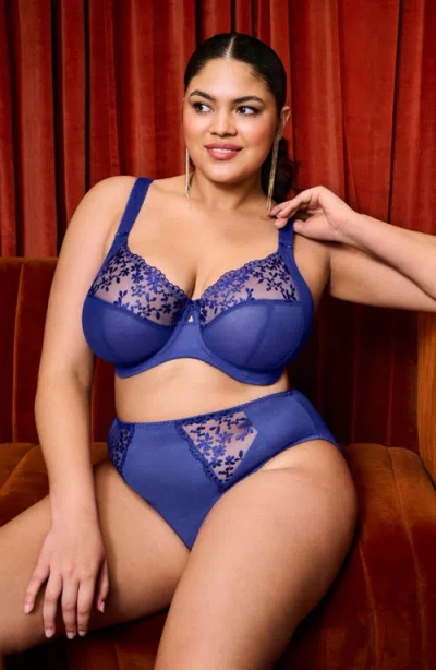 Elomi Women's Zarla Banded Underwire Stretch Lace Bra El302505 In Blue