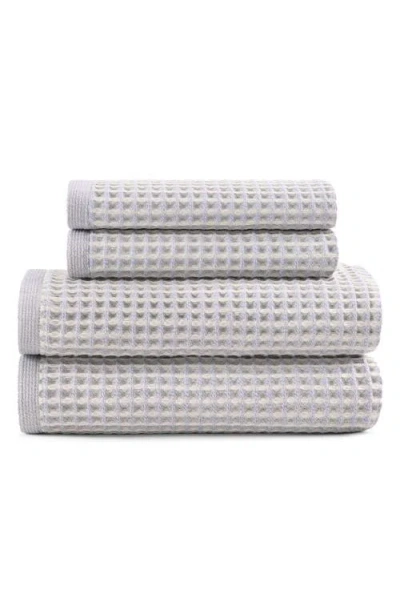 Dkny Pure Yarn Dyed Waffle Cotton Bath And Hand Towel 4-piece Set In Gray