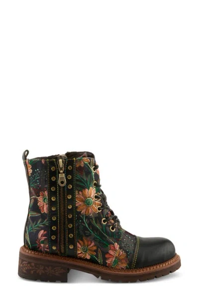 L'artiste By Spring Step Cordea Floral Lace-up Boot In Multi