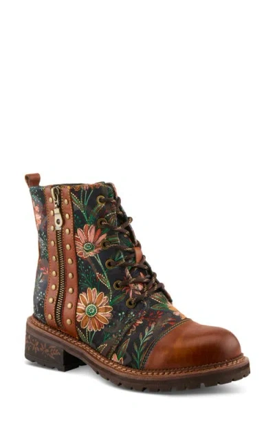 L'artiste By Spring Step Cordea Floral Lace-up Boot In Animal Print