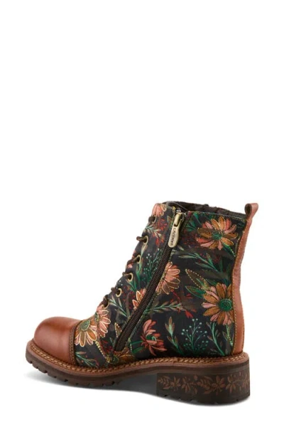 L'artiste By Spring Step Cordea Floral Lace-up Boot In Animal Print