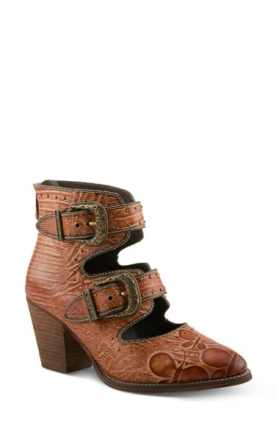 L'artiste By Spring Step Notched Nature Buckled Bootie In Brown
