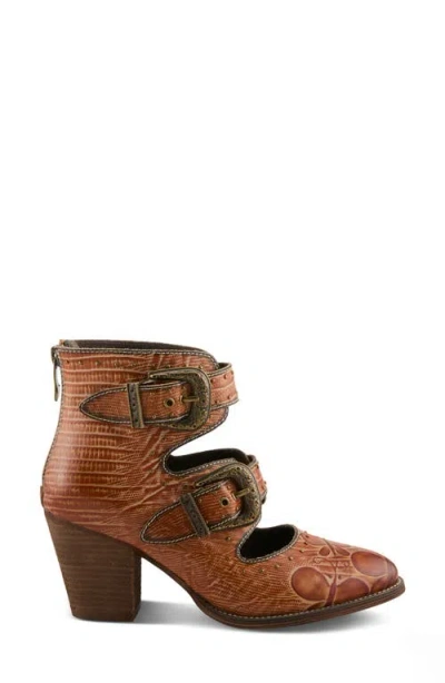 L'artiste By Spring Step Notched Nature Buckled Bootie In Brown