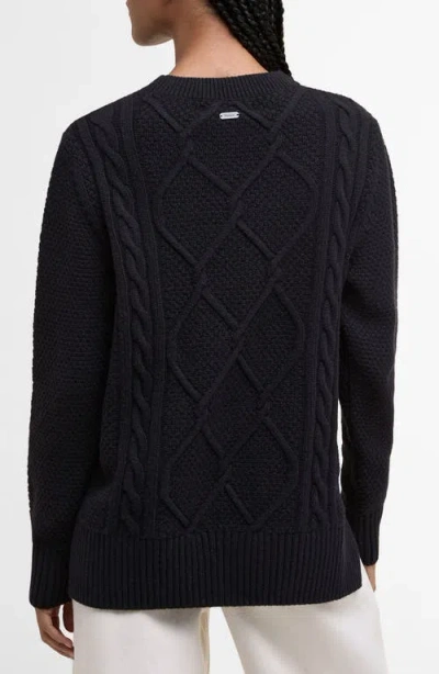 Barbour Burne Cable Wool Blend Sweater In Black