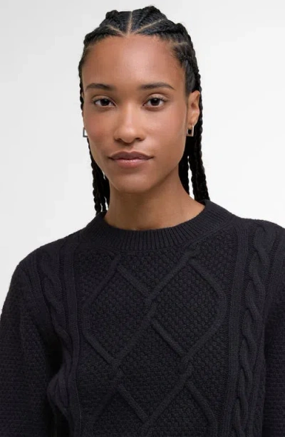 Barbour Burne Cable Wool Blend Sweater In Black