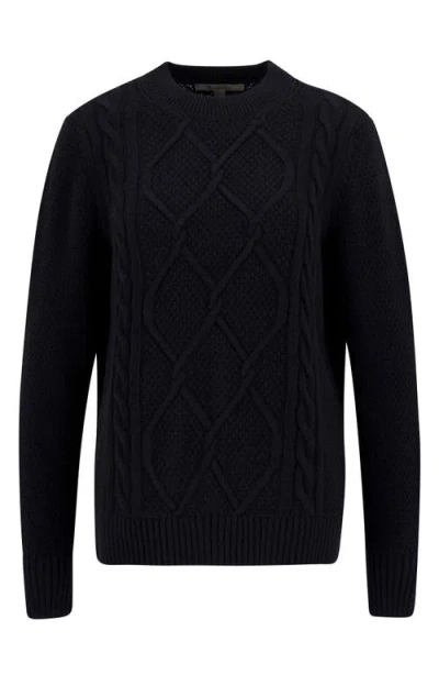 Barbour Burne Cable Wool Blend Sweater In Black