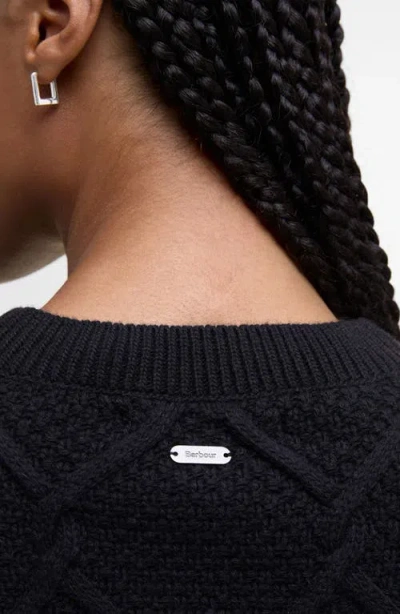 Barbour Burne Cable Wool Blend Sweater In Black