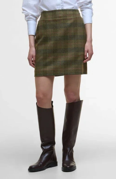 Barbour Bamburgh Plaid Wool Miniskirt In Green