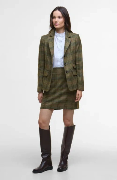 Barbour Bamburgh Plaid Wool Miniskirt In Green
