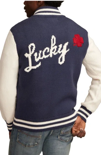 Lucky Brand Men's Zip Sweater Bomber In Blue