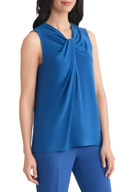 Kasper Drapey Sleeveless Shell Top In Blue